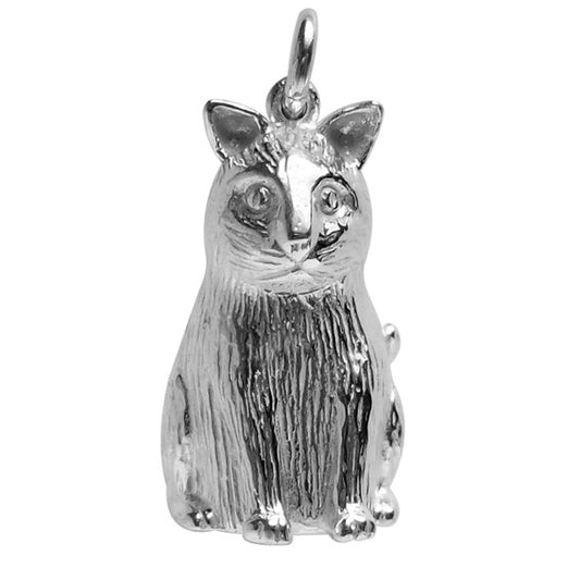 Cat Shaped Ringing Bell Charm Sterling Silver or Gold Pendant