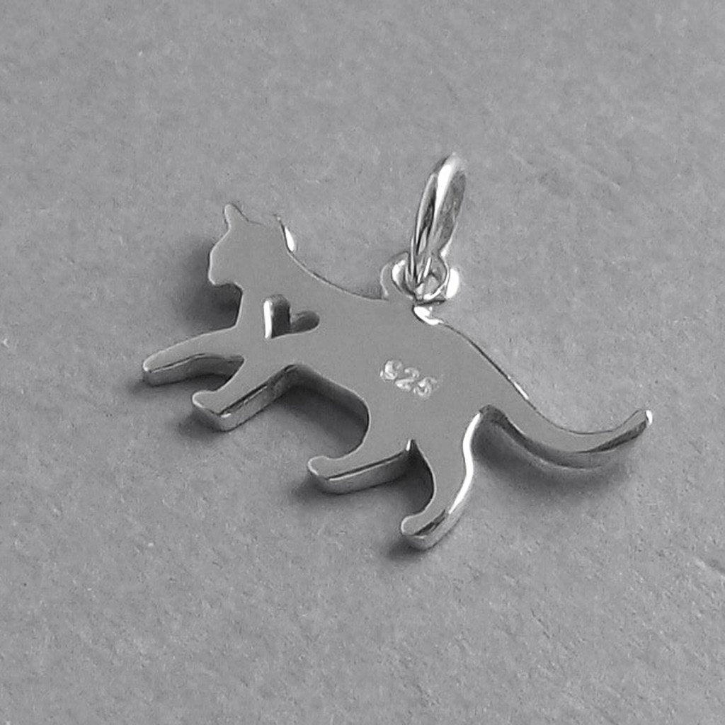 cat silhouette with heart charm