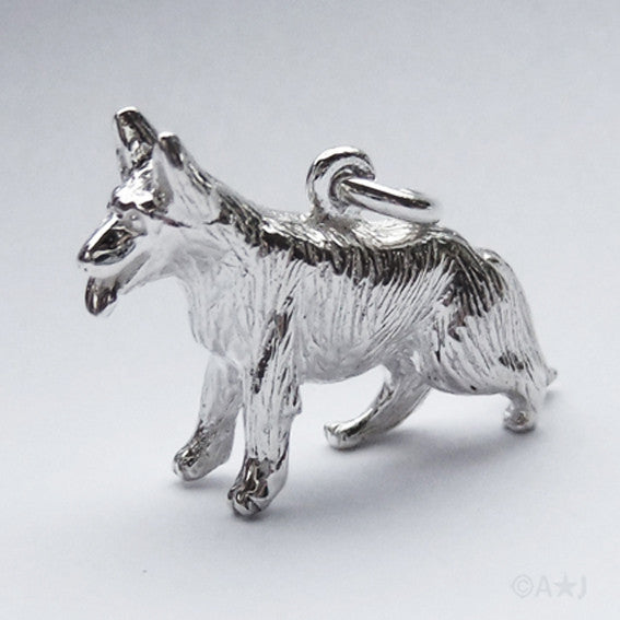 Alsatian German Shepherd Dog Charm Silver or Gold Pendant
