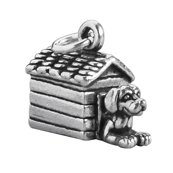 Dog in doghouse charm 925 sterling silver pendant