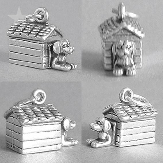 Dog in kennel charm 925 sterling silver pendant