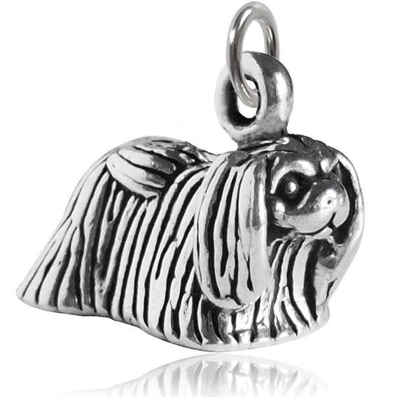 Sterling Silver Pekinese Dog Charm Pendant | Charmarama