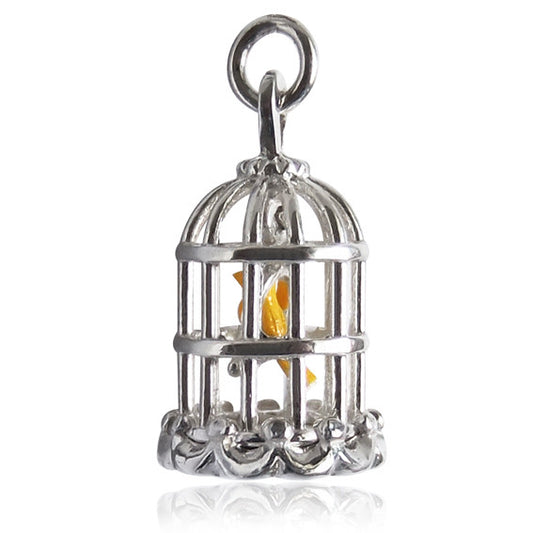 bird in cage charm