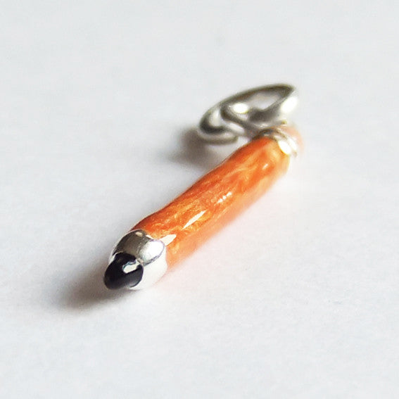 Sterling Silver Pencil Charm Pendant with Enamel | Silver Star Charms