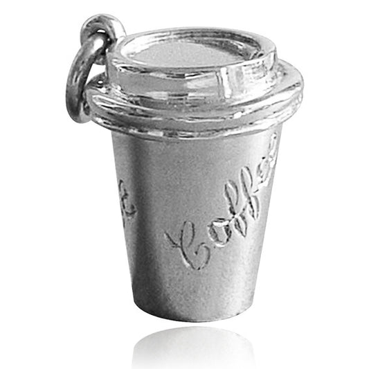 Coffee Takeaway Cup Charm in Sterling Silver or Gold | Silver Star Charms