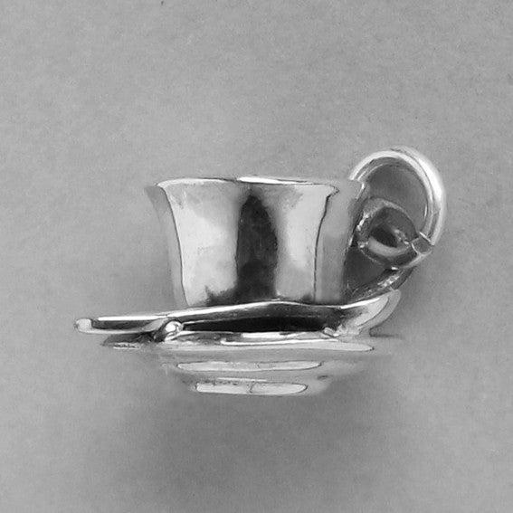 Sterling Silver Cup Saucer and Spoon Charm