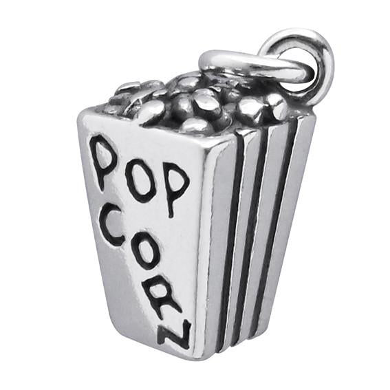 Popcorn Charm Sterling Silver Snack Food Pendant | Charmarama