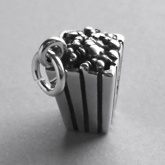 Popcorn Charm Sterling Silver Snack Food Pendant | Charmarama