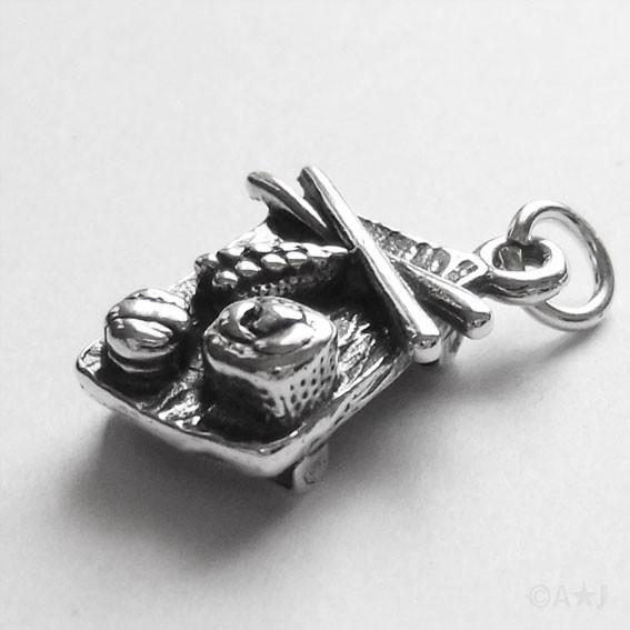 Sterling Silver Sushi and Chopsticks Charm