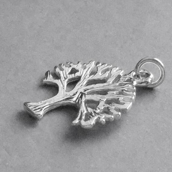 Tree charm sterling silver 925 or gold pendant