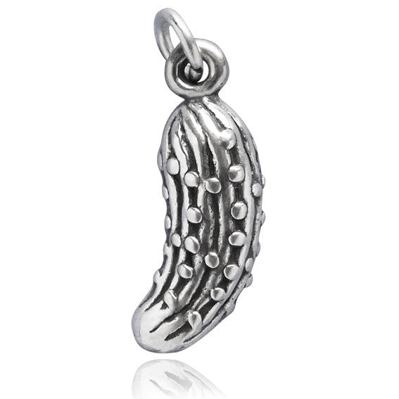 Gherkin pickle charm pendant in sterling silver or gold