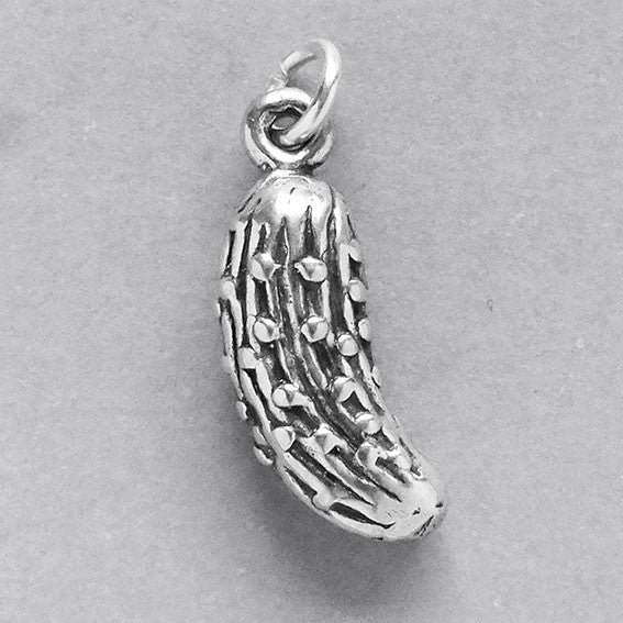 Gherkin pickle charm pendant in sterling silver or gold