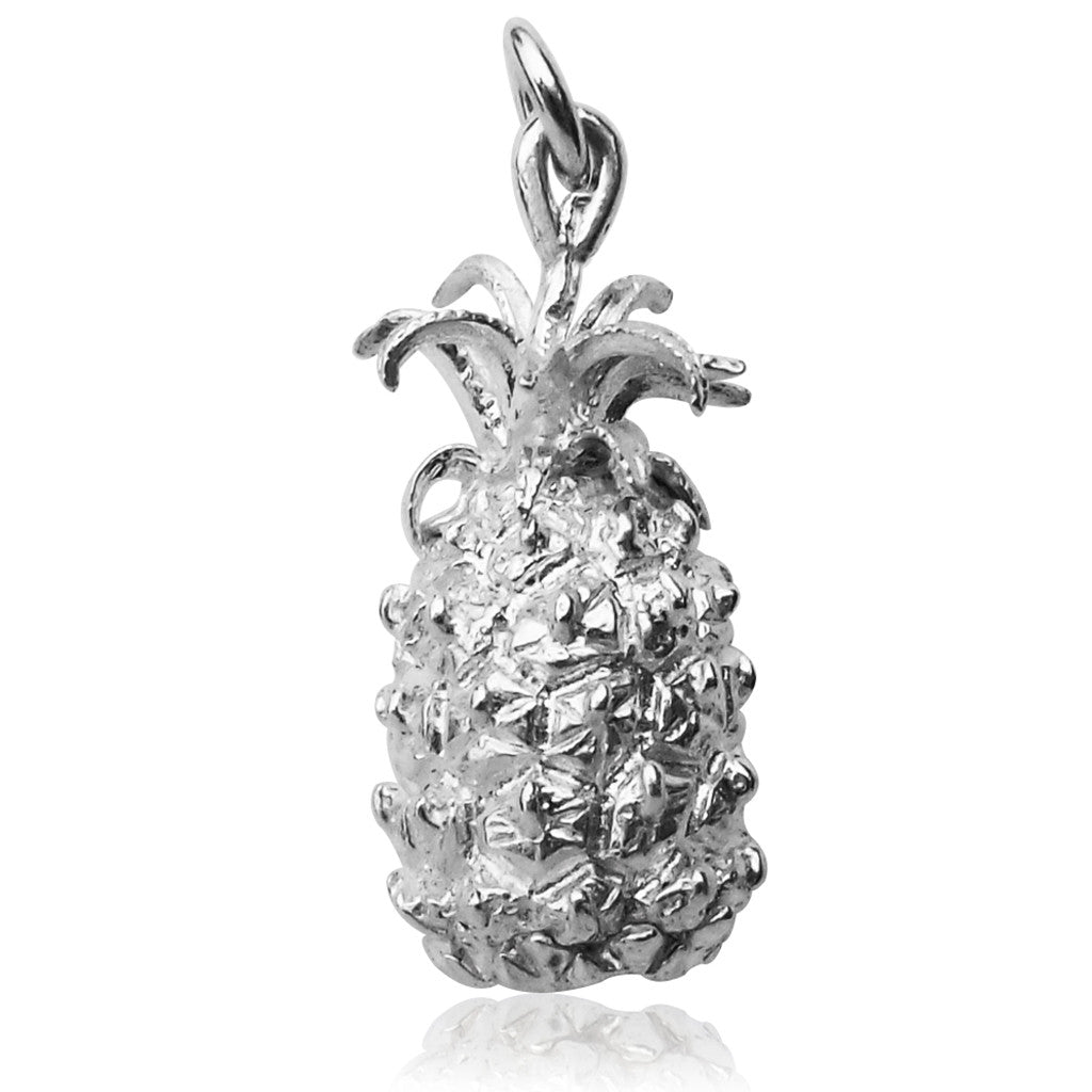 Pineapple Charm Sterling Silver or Gold Fruit Pendant | Silver Star Charms