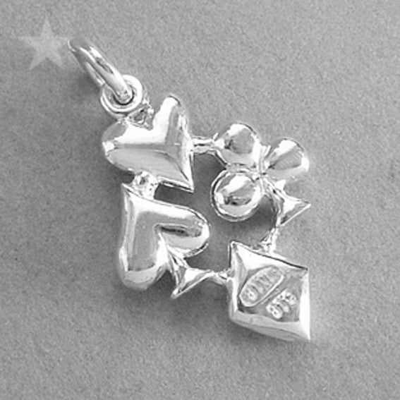 Poker Suit Charms | Suits of Playing Card Pendant | Mini Spade Charm | Tiny Heart Charm | Small Club Charm | Little Diamond Charm | Casino Jewellery 