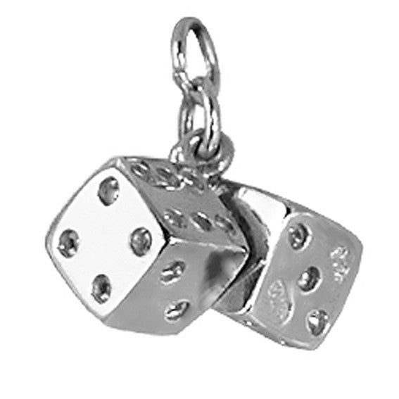 Sterling Silver or Gold Pair of Dice Charm Pendant