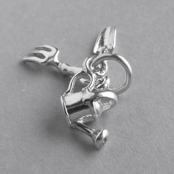 Garden tools charm sterling silver or gold pendant