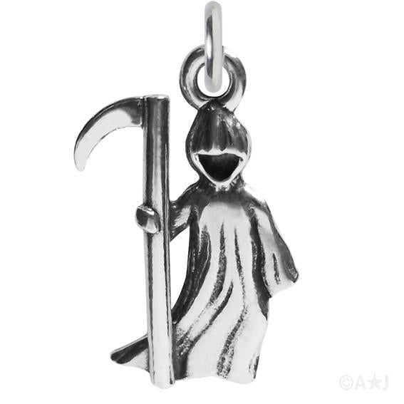 Grim Reaper charm 925 sterling silver halloween pendant