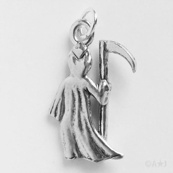 Grim Reaper charm 925 sterling silver halloween pendant