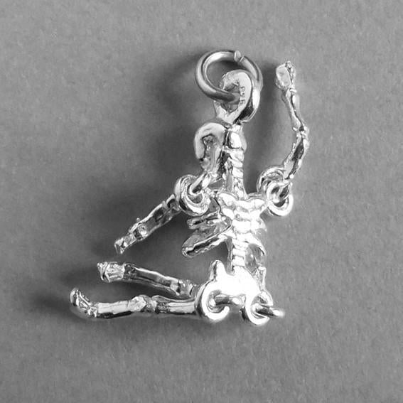 Moving Skeleton Charm in Sterling Silver or Gold