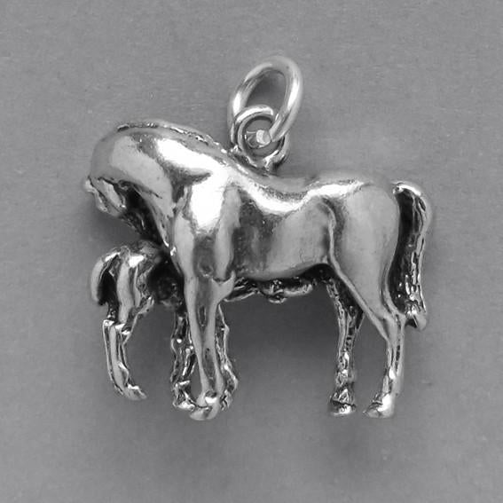 Sterling Silver Mare and Foal Charm