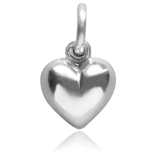 Sterling silver 925 puffy puffed heart charm pendant