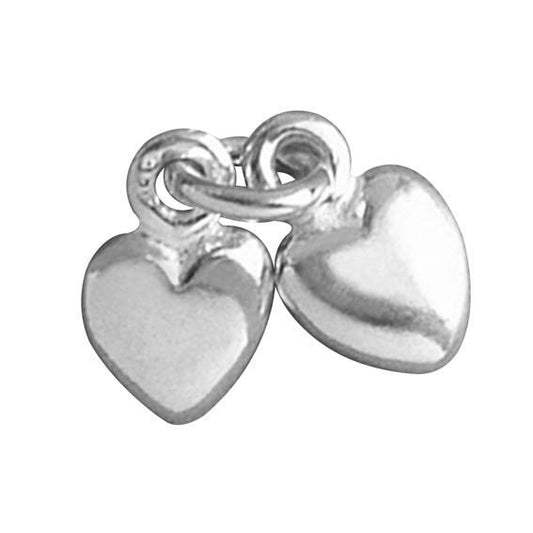 Two Hearts Double Heart Sterling silver or Gold Charm