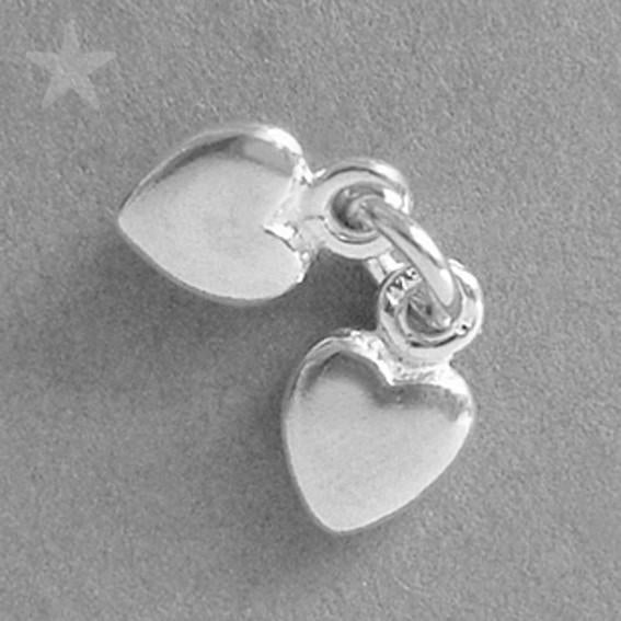 Two Hearts Charm in Sterling Silver or Gold
