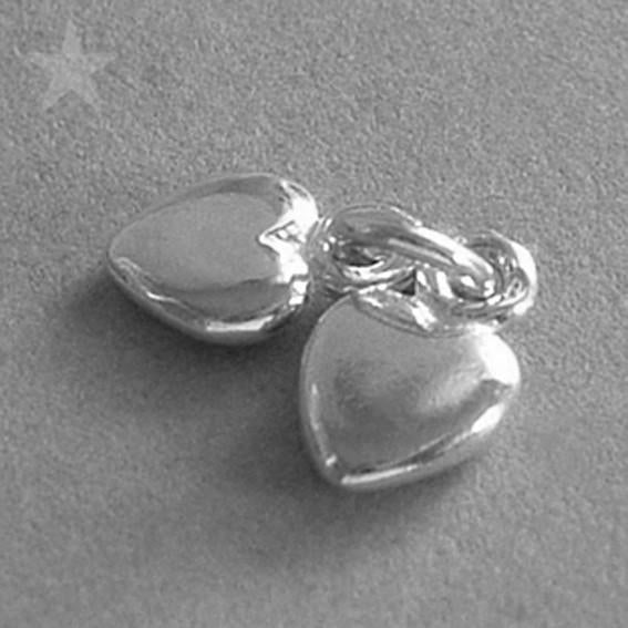 Two Hearts Charm in Sterling Silver or Gold