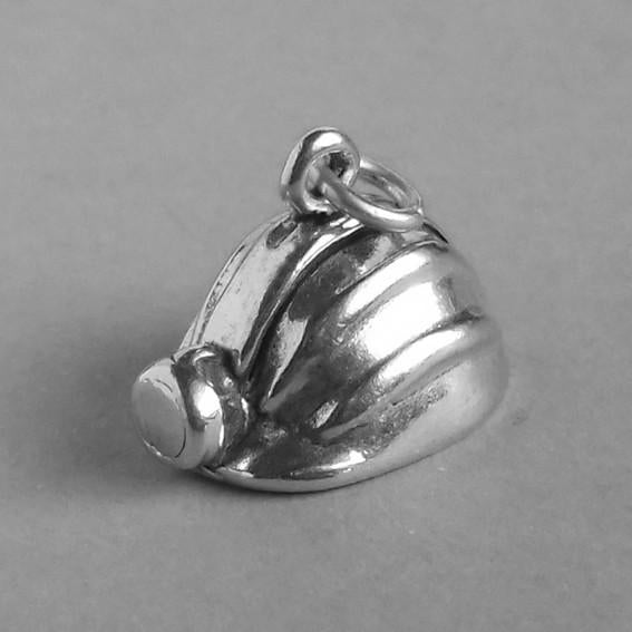 Miner's helmet with safety light sterling silver charm pendant