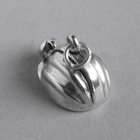 Miner hard helmet with safety torch sterling silver charm pendant