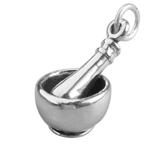 Pestle and Mortar Charm Sterling Silver Pendant | Charmarama
