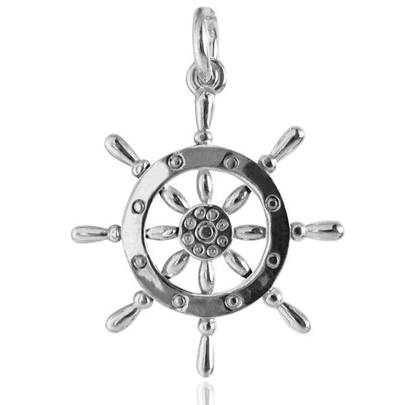 Ship Helm Charm | Sterling Silver or Gold Pendant – Charmarama