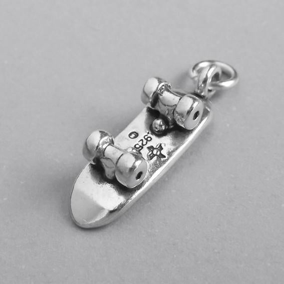 Skateboard charm sterling silver pendant