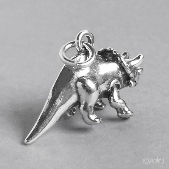 Sterling Silver Triceratops Dinosaur Charm
