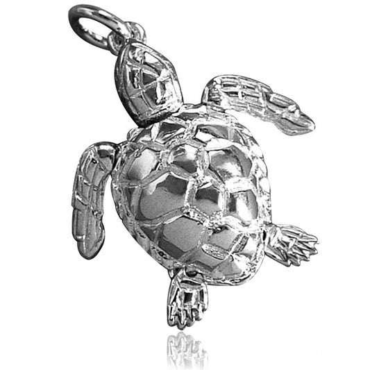 Moving Turtle Charm Sterling Silver or Gold