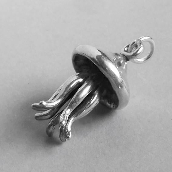 Jellyfish Charm Sterling Silver Sea Creature Pendant | Charmarama