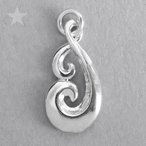 Koru Maori NZ Symbol Charm in Sterling Silver or Gold