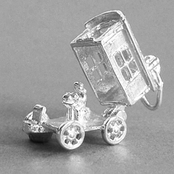 Gypsy Romany Fortune Teller Wagon Charm Sterling Silver or Gold
