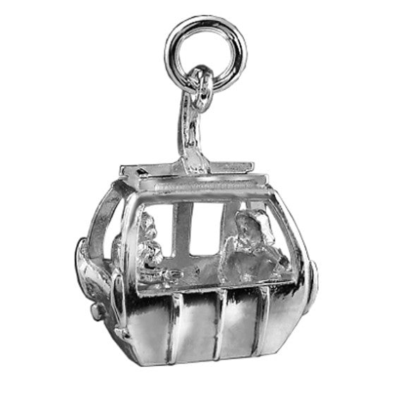 Ski Gondola Charm Sterling Silver or Gold Skiing Pendant | Silver Star Charms