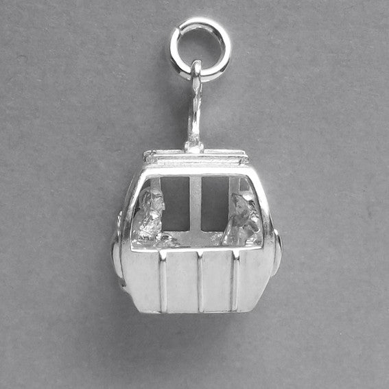 Ski Cable Car Charm Sterling Silver or Gold Skiing Pendant | Silver Star Charms