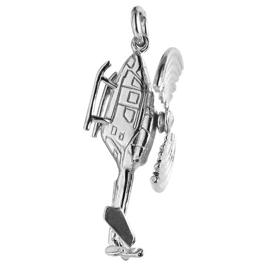 Helicopter Charm in Sterling Silver or Gold