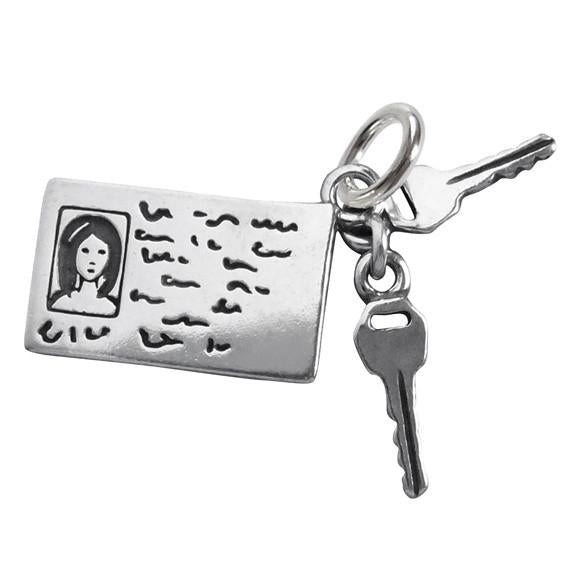 Sterling Silver Driving License and Car Keys Charm | Charmarama