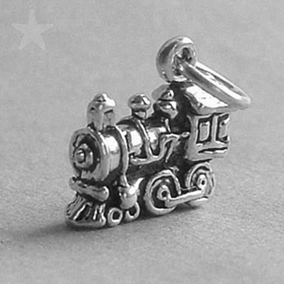 Train Engine Charm Sterling Silver Pendant