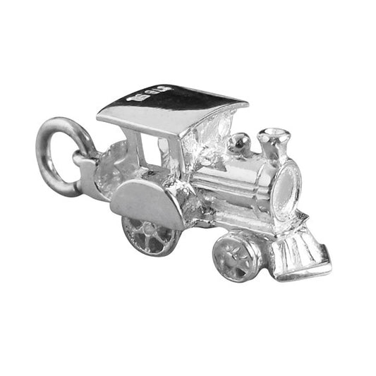 Moving Train Charm in Sterling Silver or Gold