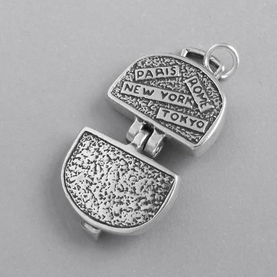 Opening Suitcase Luggage Charm Sterling Silver Pendant