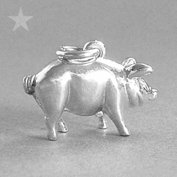 Sterling silver or gold pig money box charm