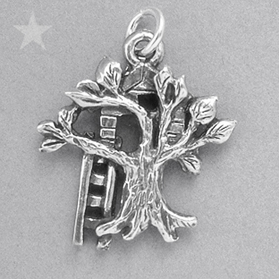 Sterling Silver Tree House Charm