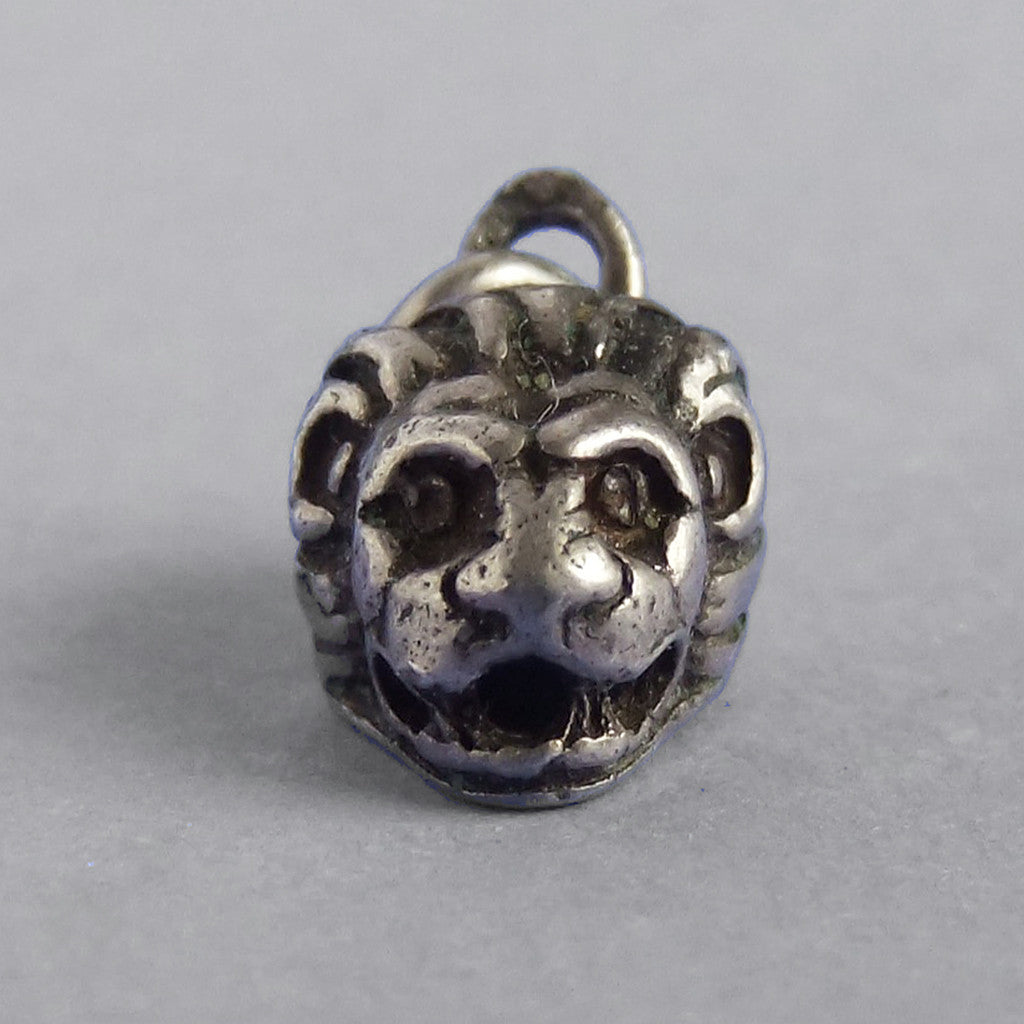 Small Lion Head Charm 900 Silver Animal Pendant | Silver Star Charms