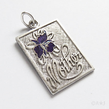 Sterling silver purple enamel iris orchid mother flower charm
