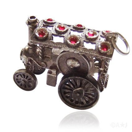 Vintage silver Nuvo traction engine charm pendant